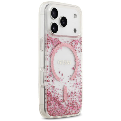 MagSafe futrola za Apple iPhone 18 Pro / 17 Pro, Guess, Resin Bottom Glitter, Roza
