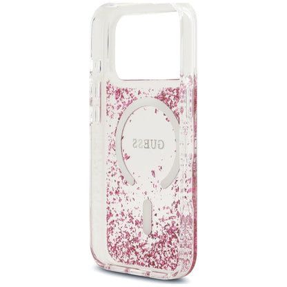 MagSafe futrola za Apple iPhone 18 Pro / 17 Pro, Guess, Resin Bottom Glitter, Roza