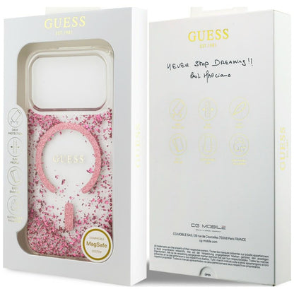 MagSafe futrola za Apple iPhone 18 Pro / 17 Pro, Guess, Resin Bottom Glitter, Roza