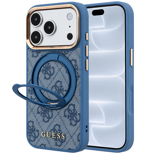 MagSafe futrola za Apple iPhone 18 Pro / 17 Pro, Guess, Ring Stand 360 4G Classic Logo, Plava