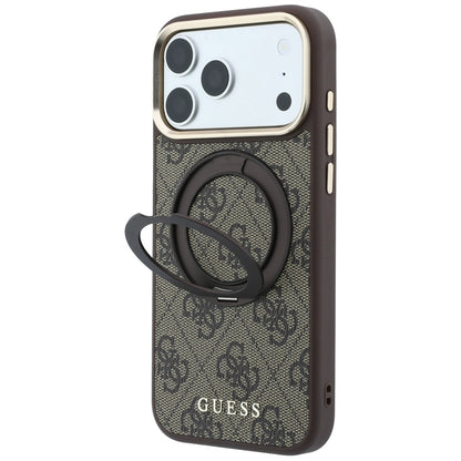 MagSafe futrola za Apple iPhone 18 Pro / 17 Pro, Guess, Ring Stand 360 4G Classic Logo, Smeđa
