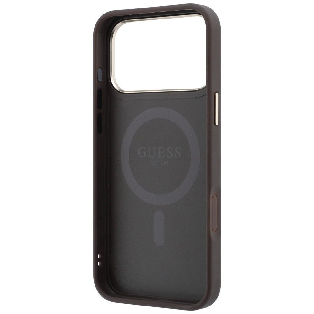 MagSafe futrola za Apple iPhone 18 Pro / 17 Pro, Guess, Ring Stand 360 4G Classic Logo, Smeđa
