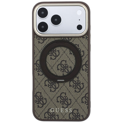 MagSafe futrola za Apple iPhone 18 Pro / 17 Pro, Guess, Ring Stand 360 4G Classic Logo, Smeđa