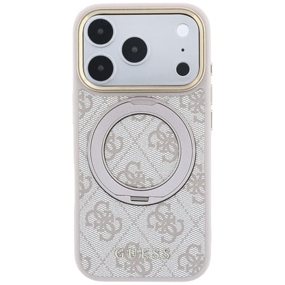MagSafe maska za Apple iPhone 18 Pro / 17 Pro, Guess, Ring Stand 360 4G Classic Logo, Roza