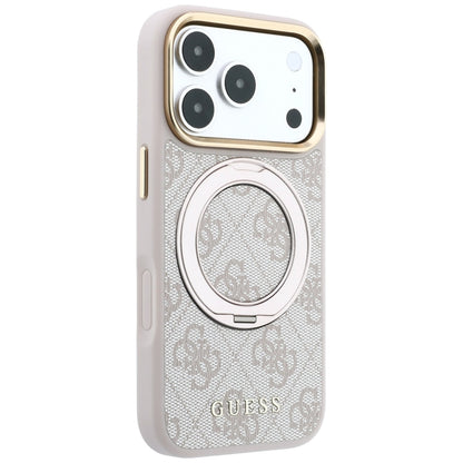 MagSafe maska za Apple iPhone 18 Pro / 17 Pro, Guess, Ring Stand 360 4G Classic Logo, Roza