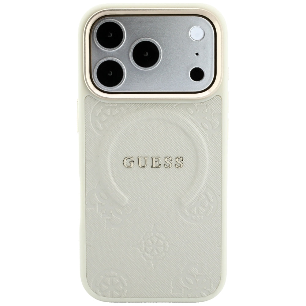 MagSafe maska za Apple iPhone 18 Pro / 17 Pro, Guess, Saffiano Peony Ring, bež