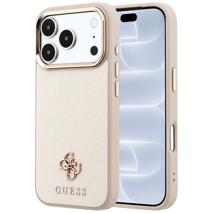 MagSafe futrola za Apple iPhone 18 Pro / 17 Pro, Guess, Saffiano Small 4G Classic, Bež