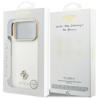 MagSafe futrola za Apple iPhone 18 Pro / 17 Pro, Guess, Saffiano Small 4G Classic, Bež