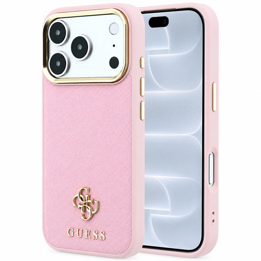 MagSafe maska za Apple iPhone 18 Pro / 17 Pro, Guess, Saffiano Small 4G Classic, ružičasta
