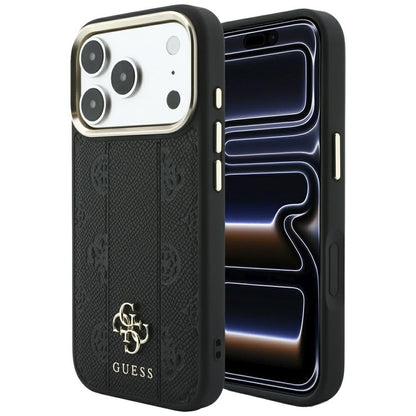MagSafe futrola za Apple iPhone 18 Pro / 17 Pro, Guess, Stripe Peony 4G, Crna