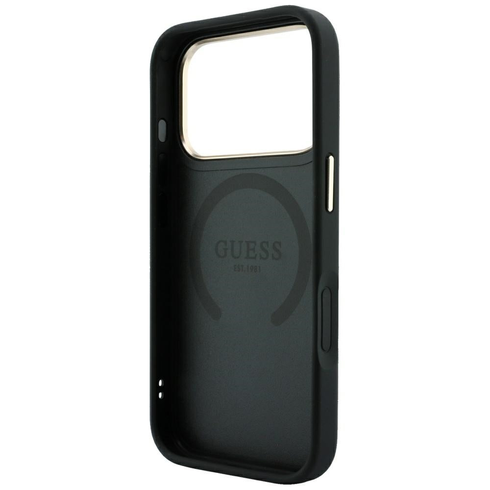 MagSafe futrola za Apple iPhone 18 Pro / 17 Pro, Guess, Stripe Peony 4G, Crna