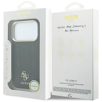 MagSafe futrola za Apple iPhone 18 Pro / 17 Pro, Guess, Stripe Peony 4G, Crna