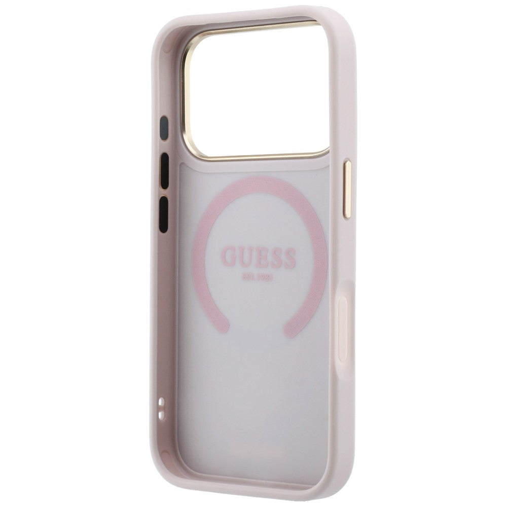 MagSafe maska za Apple iPhone 18 Pro / 17 Pro, Guess, Stripe Peony 4G, Roza