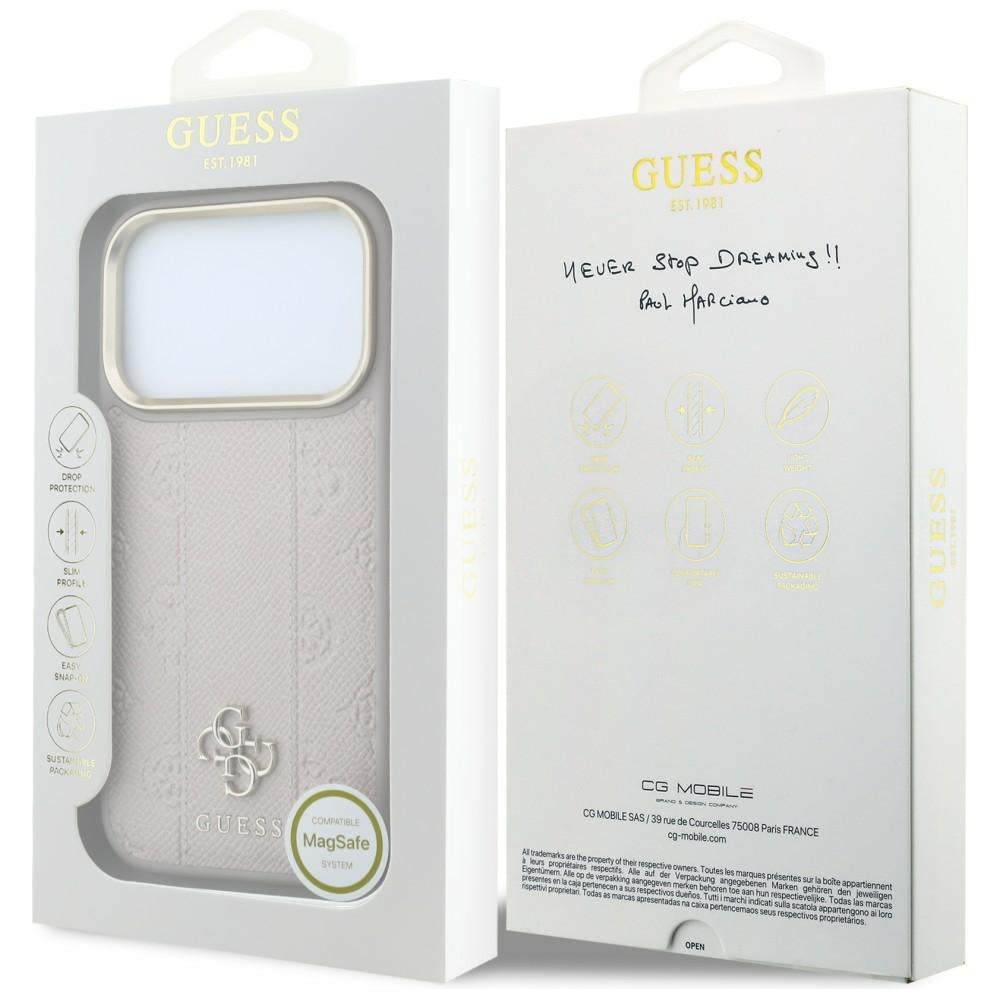 MagSafe maska za Apple iPhone 18 Pro / 17 Pro, Guess, Stripe Peony 4G, Roza