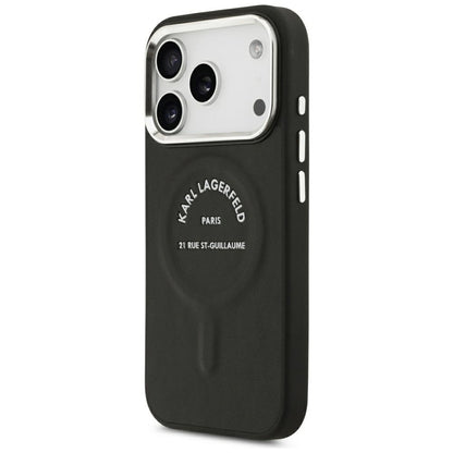 MagSafe maskica za Apple iPhone 18 Pro / 17 Pro, Karl Lagerfeld, EMB. Prsten s Karl RSG logom, Crna