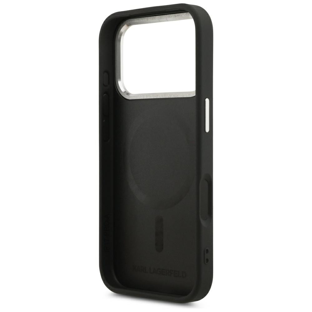 MagSafe maskica za Apple iPhone 18 Pro / 17 Pro, Karl Lagerfeld, EMB. Prsten s Karl RSG logom, Crna