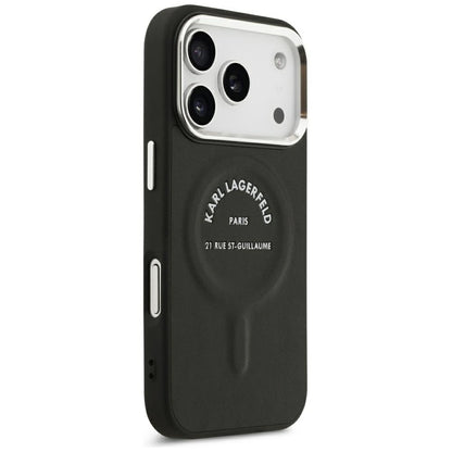 MagSafe maskica za Apple iPhone 18 Pro / 17 Pro, Karl Lagerfeld, EMB. Prsten s Karl RSG logom, Crna