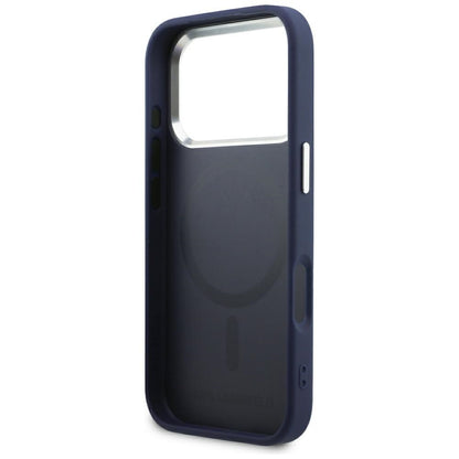 MagSafe maska za Apple iPhone 18 Pro / 17 Pro, Karl Lagerfeld, Embossed Open Ring RSG Logo, plava