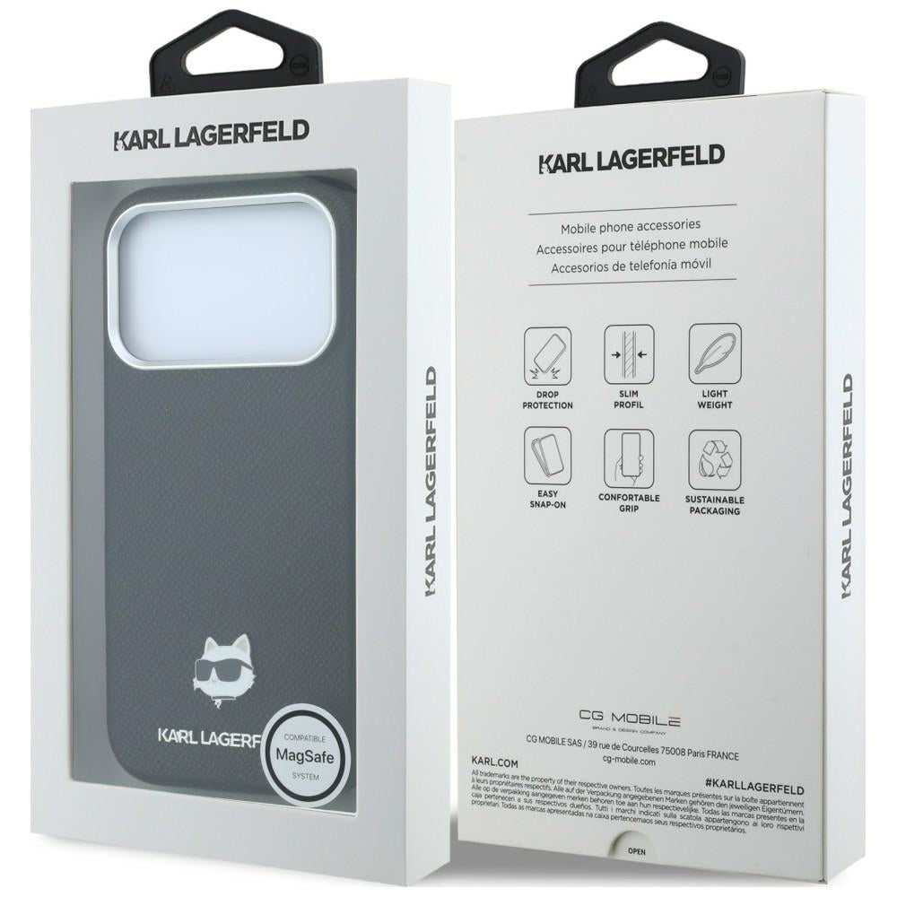 MagSafe maska za Apple iPhone 18 Pro / 17 Pro, Karl Lagerfeld, Grained Choupette Head, Crna