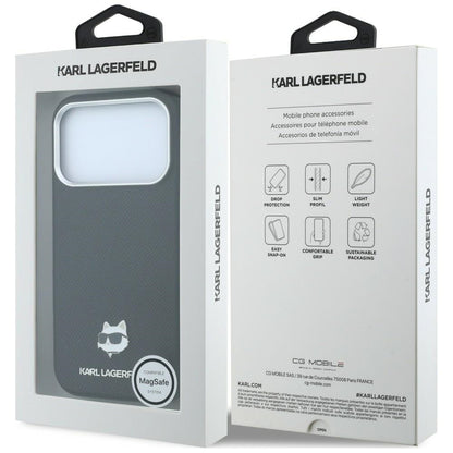 MagSafe maska za Apple iPhone 18 Pro / 17 Pro, Karl Lagerfeld, Grained Choupette Head, Crna