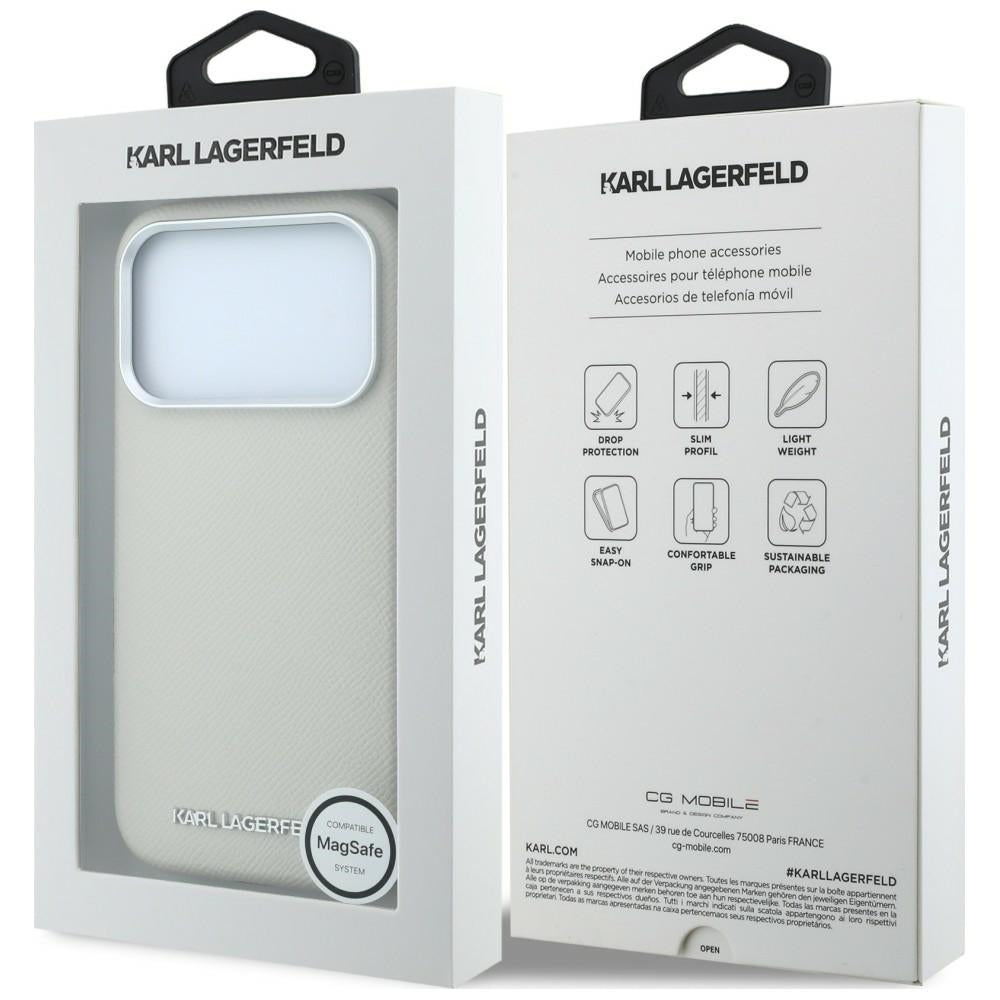 MagSafe maska za Apple iPhone 18 Pro / 17 Pro, Karl Lagerfeld, Grained Elongated Logo, Bež