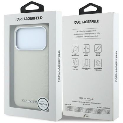 MagSafe maska za Apple iPhone 18 Pro / 17 Pro, Karl Lagerfeld, Grained Elongated Logo, Bež
