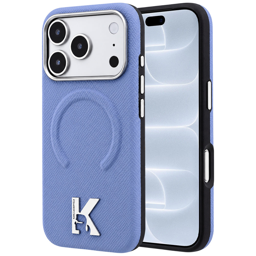 MagSafe maska za Apple iPhone 18 Pro / 17 Pro, Karl Lagerfeld, Grained Embossed Ring, plava