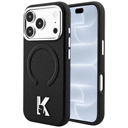 MagSafe maska za Apple iPhone 18 Pro / 17 Pro, Karl Lagerfeld, Grained Embossed Ring, Crna