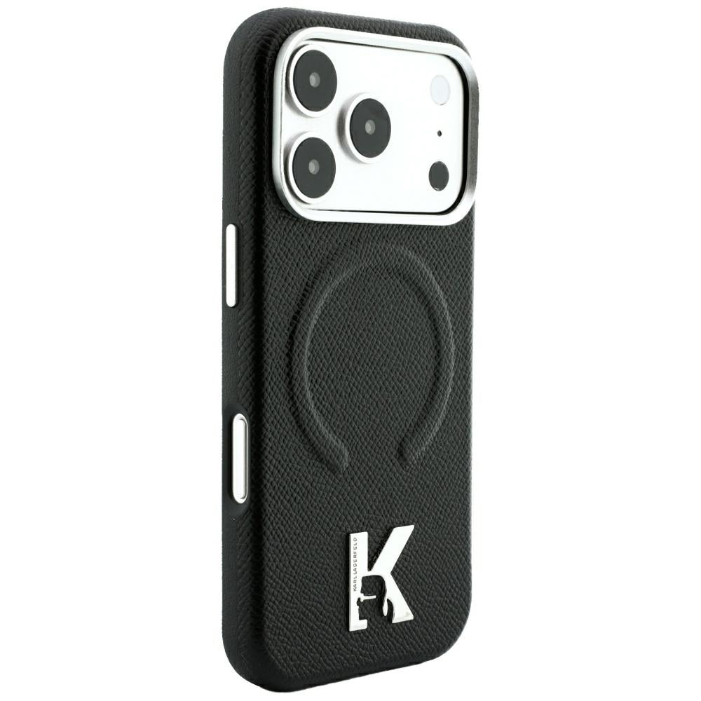 MagSafe maska za Apple iPhone 18 Pro / 17 Pro, Karl Lagerfeld, Grained Embossed Ring, Crna