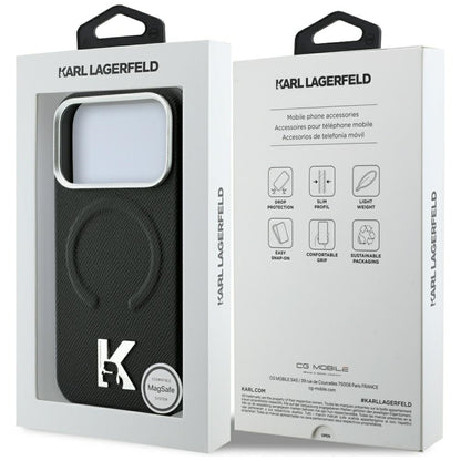 MagSafe maska za Apple iPhone 18 Pro / 17 Pro, Karl Lagerfeld, Grained Embossed Ring, Crna