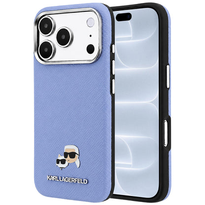 MagSafe maska za Apple iPhone 18 Pro / 17 Pro, Karl Lagerfeld, Grained Karl & Choupette Head's Metal, Plava