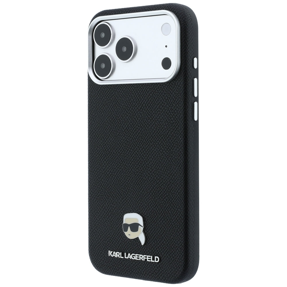 MagSafe futrola za Apple iPhone 18 Pro / 17 Pro, Karl Lagerfeld, Grained Karl Head's Metal, Crna