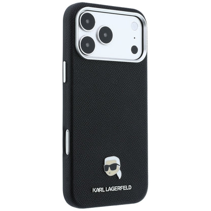 MagSafe futrola za Apple iPhone 18 Pro / 17 Pro, Karl Lagerfeld, Grained Karl Head's Metal, Crna