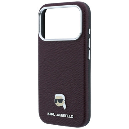 MagSafe maska za Apple iPhone 18 Pro / 17 Pro, Karl Lagerfeld, Grained Karl Head's Metal, Bordo