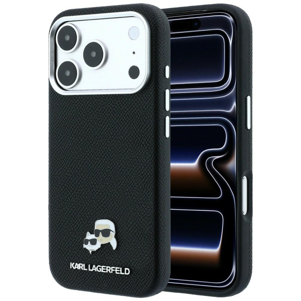 MagSafe futrola za Apple iPhone 18 Pro / 17 Pro, Karl Lagerfeld, Grained KC Heads, Crna