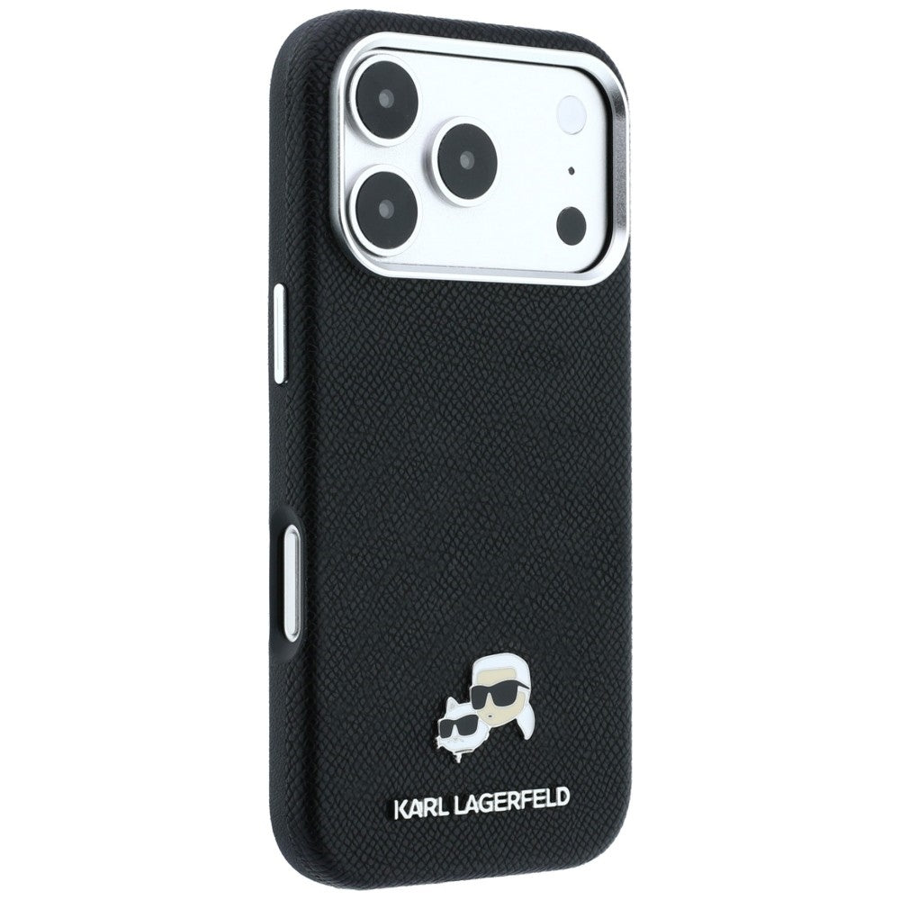 MagSafe futrola za Apple iPhone 18 Pro / 17 Pro, Karl Lagerfeld, Grained KC Heads, Crna