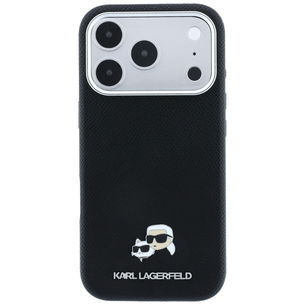 MagSafe futrola za Apple iPhone 18 Pro / 17 Pro, Karl Lagerfeld, Grained KC Heads, Crna
