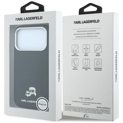 MagSafe futrola za Apple iPhone 18 Pro / 17 Pro, Karl Lagerfeld, Grained KC Heads, Crna