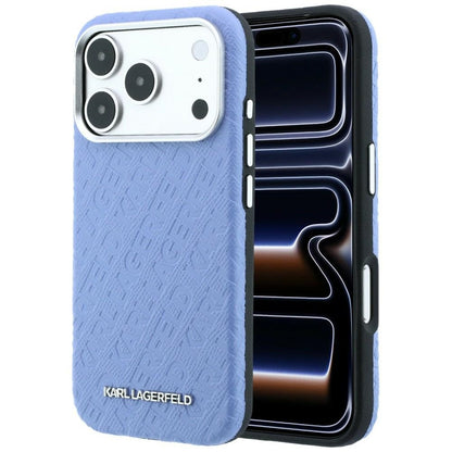 MagSafe maska za Apple iPhone 18 Pro / 17 Pro, Karl Lagerfeld, Grained Metal Logo, Plava