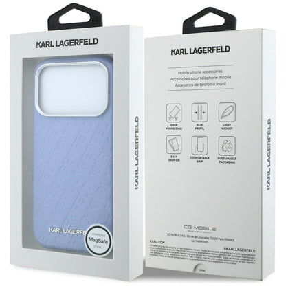 MagSafe maska za Apple iPhone 18 Pro / 17 Pro, Karl Lagerfeld, Grained Metal Logo, Plava