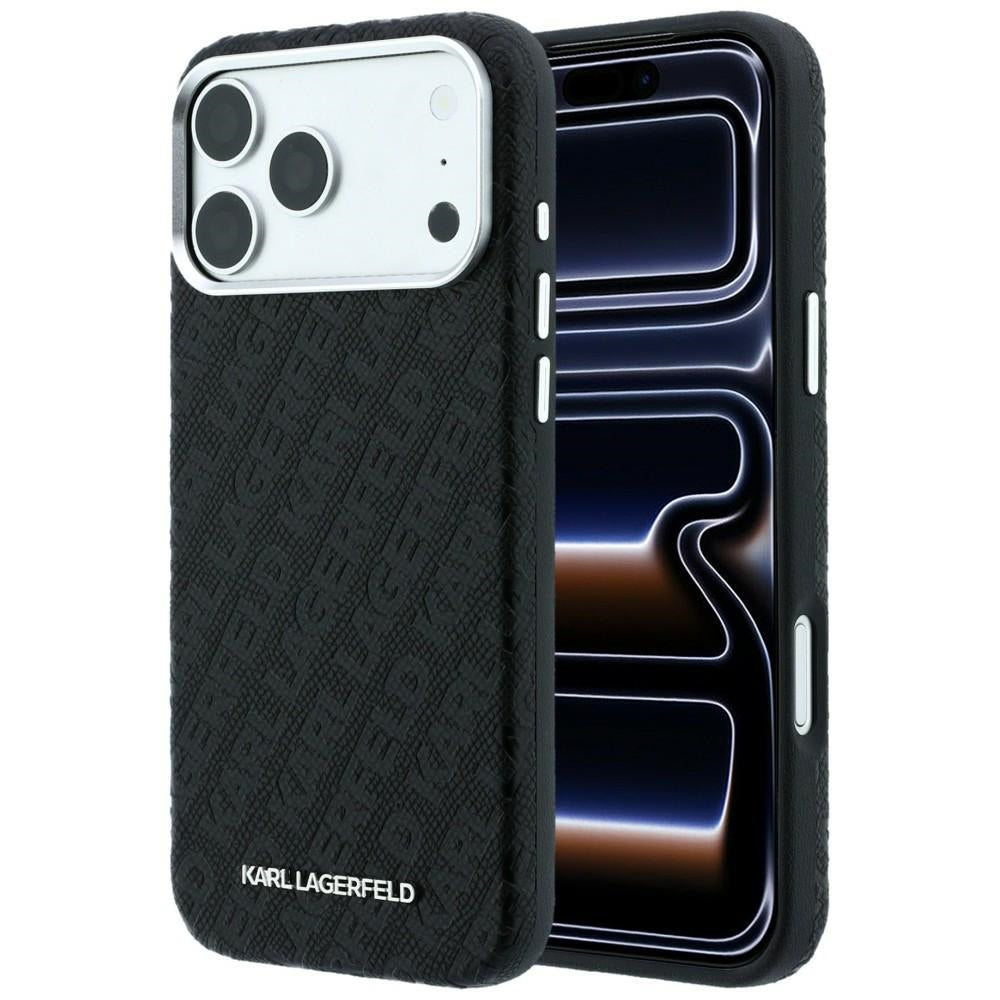 MagSafe maska za Apple iPhone 18 Pro / 17 Pro, Karl Lagerfeld, Grained Metal Logo, Crna