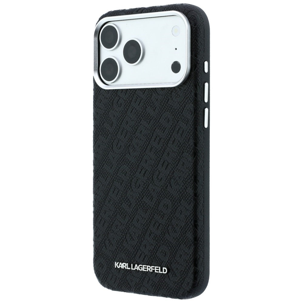 MagSafe maska za Apple iPhone 18 Pro / 17 Pro, Karl Lagerfeld, Grained Metal Logo, Crna