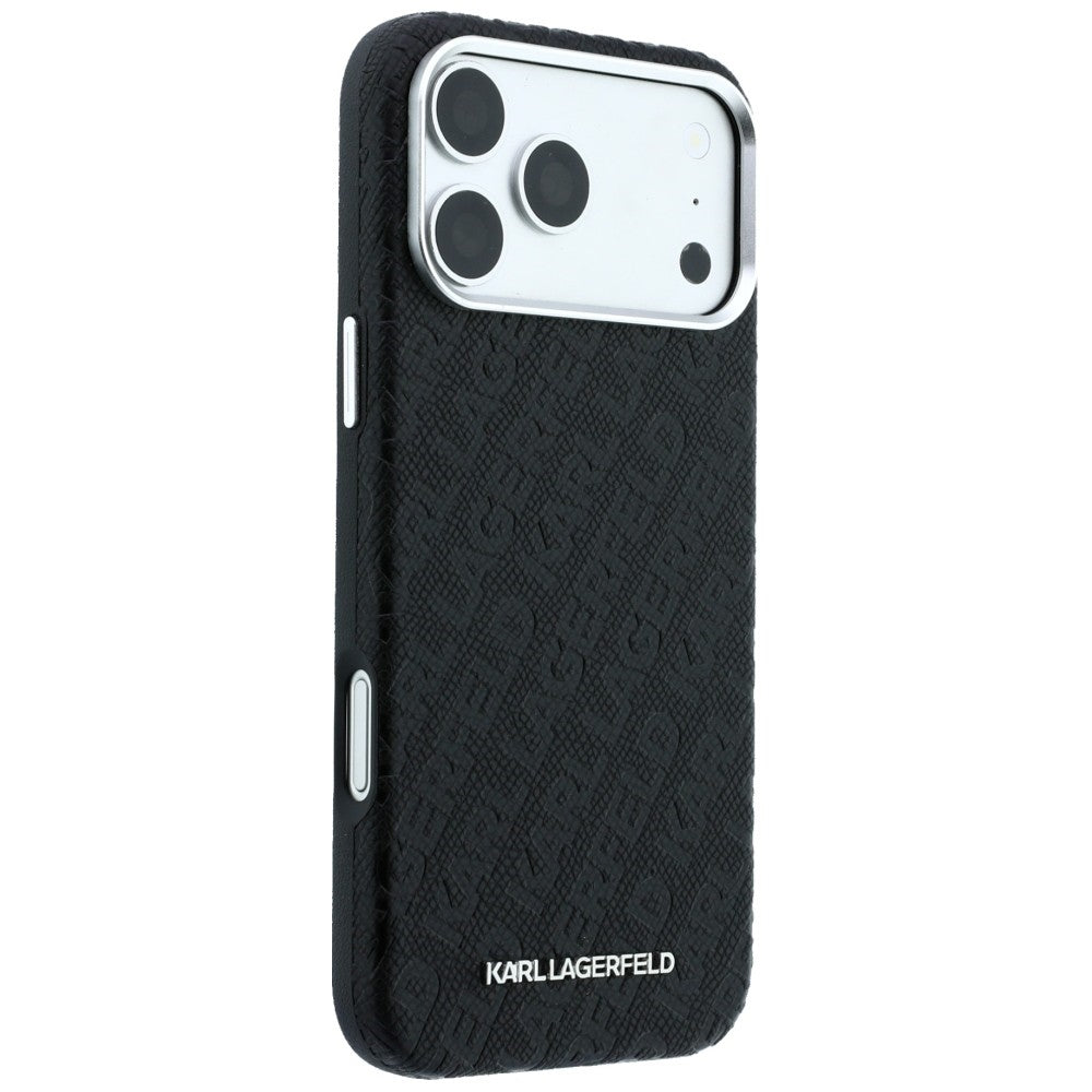 MagSafe maska za Apple iPhone 18 Pro / 17 Pro, Karl Lagerfeld, Grained Metal Logo, Crna