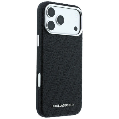 MagSafe maska za Apple iPhone 18 Pro / 17 Pro, Karl Lagerfeld, Grained Metal Logo, Crna