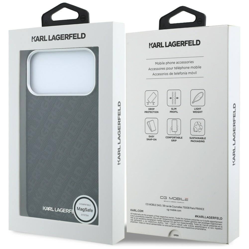 MagSafe maska za Apple iPhone 18 Pro / 17 Pro, Karl Lagerfeld, Grained Metal Logo, Crna