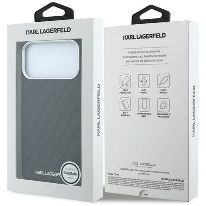 MagSafe maska za Apple iPhone 18 Pro / 17 Pro, Karl Lagerfeld, Grained Metal Logo, Crna