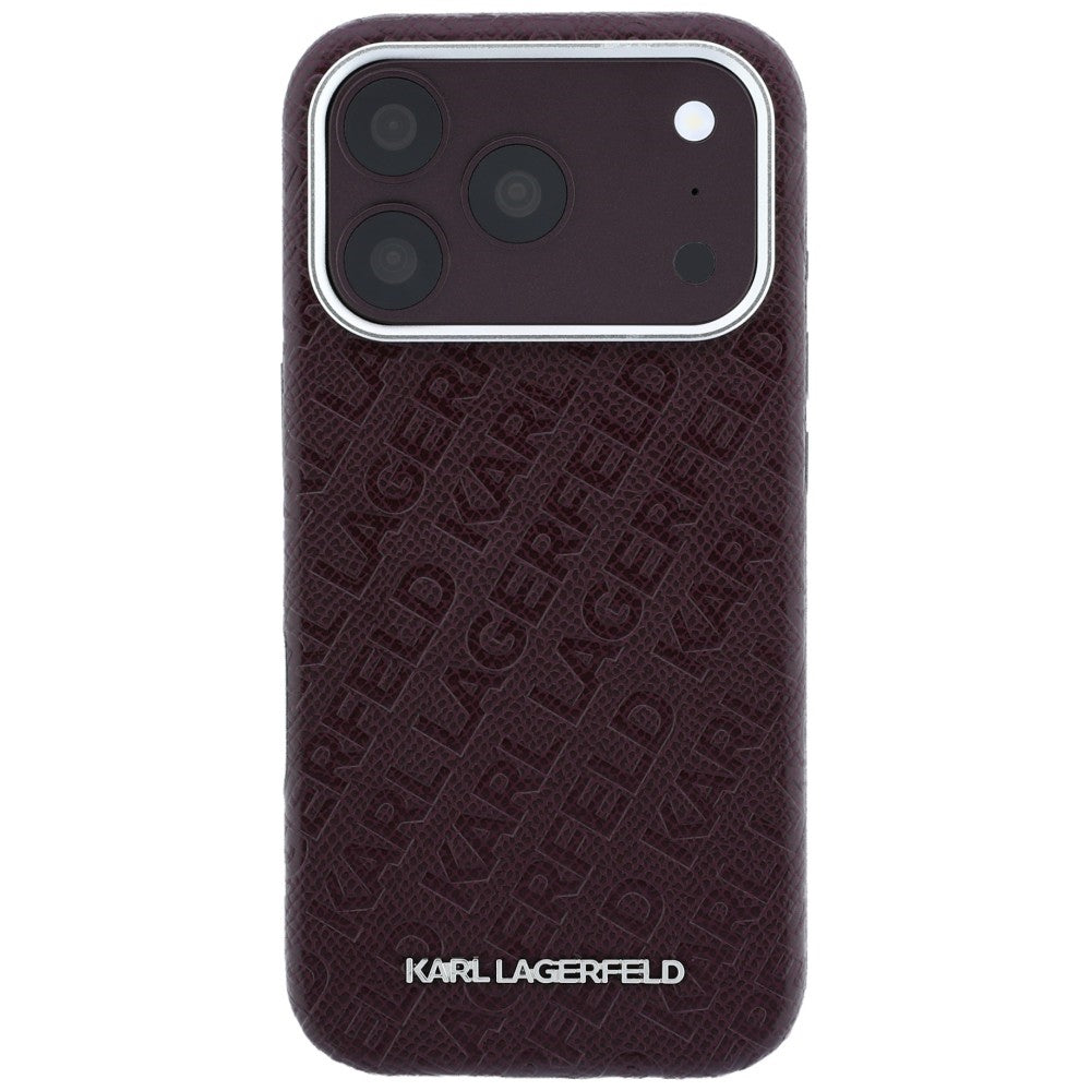 MagSafe maska za Apple iPhone 18 Pro / 17 Pro, Karl Lagerfeld, Grained Metal Logo, Bordo