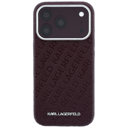 MagSafe maska za Apple iPhone 18 Pro / 17 Pro, Karl Lagerfeld, Grained Metal Logo, Bordo