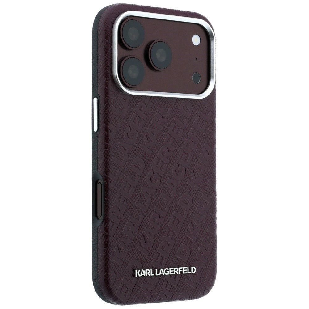 MagSafe maska za Apple iPhone 18 Pro / 17 Pro, Karl Lagerfeld, Grained Metal Logo, Bordo
