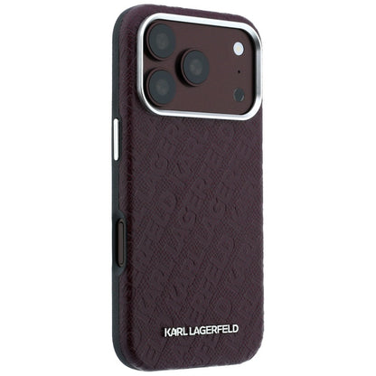 MagSafe maska za Apple iPhone 18 Pro / 17 Pro, Karl Lagerfeld, Grained Metal Logo, Bordo